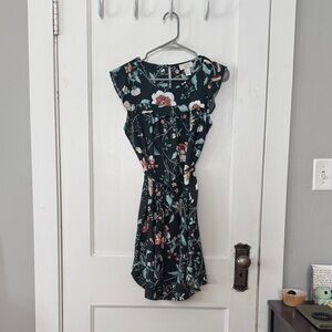 LOFT Floral Midi Dress - Black and Red